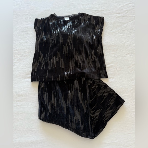 Zara Black Sequin Top and Pants - Picture 1 of 5